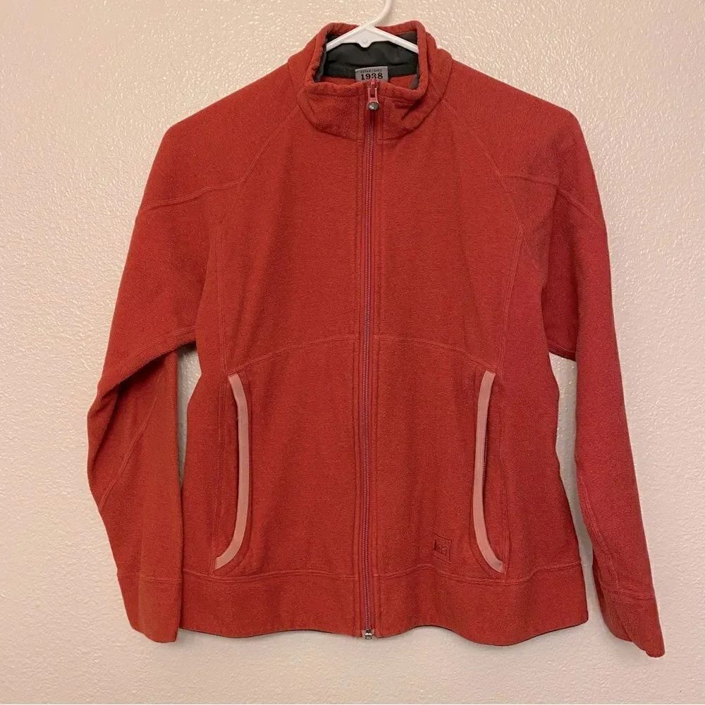 REI Women’s red Orange lightweight Full zip fleece jacket  hoodie-S